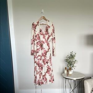 Rachel Parcell Pink Wrap Long Sleeve V-Neck Dress